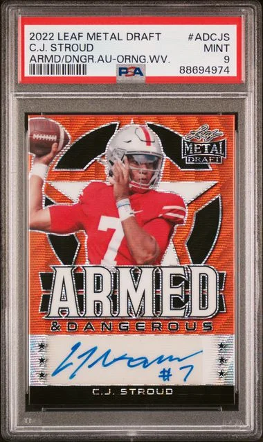 2022 Leaf Metal C.J. Stroud Draft Armed & Dangerous Autographs Orange Wave #AD-CJHS card image