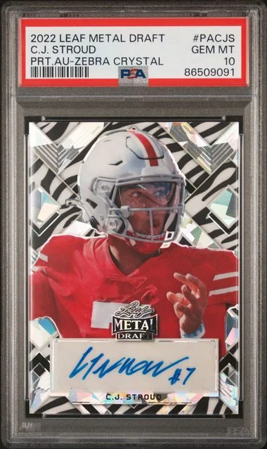 2022 Leaf Metal C.J. Stroud Draft Portrait Autographs Zebra Crystal #PA-CJS card image