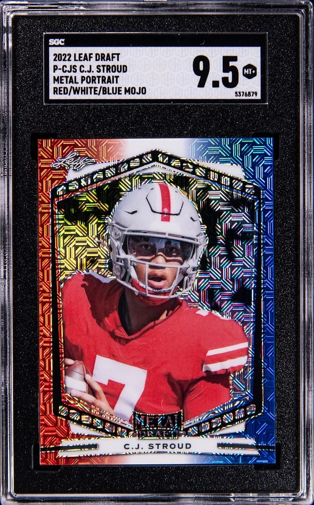 2022 Leaf Metal C.J. Stroud Draft Portrait Red/Whte/Blue Mojo #PWF-8 card image