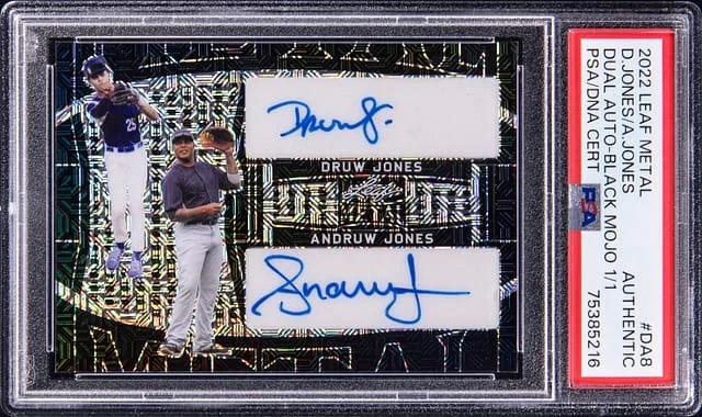 2022 Leaf Metal Druw Jones/Andruw Jones Dual Autograph Black Mojo #DA-8 card image