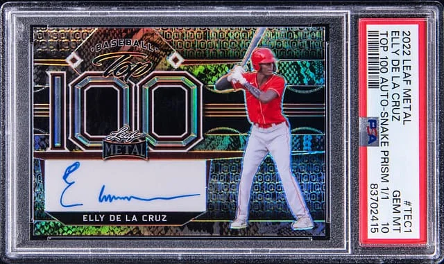 2022 Leaf Metal Elly De La Cruz Top 100 Autograph Snake Prism #TEC1 card image