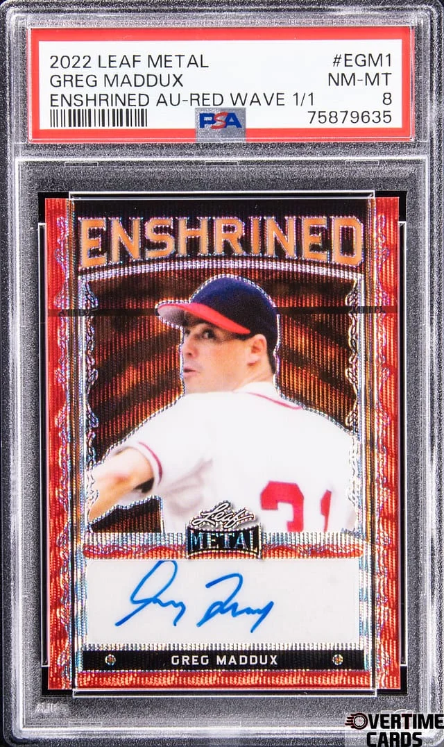 2022 Leaf Metal Greg Maddux Enshrined Autograph Red Wave #EGM1 card image