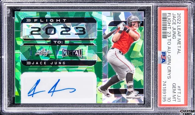 2022 Leaf Metal Jace Jung Flight 2023 To Autograph Green Crystals #FTJJ1 card image