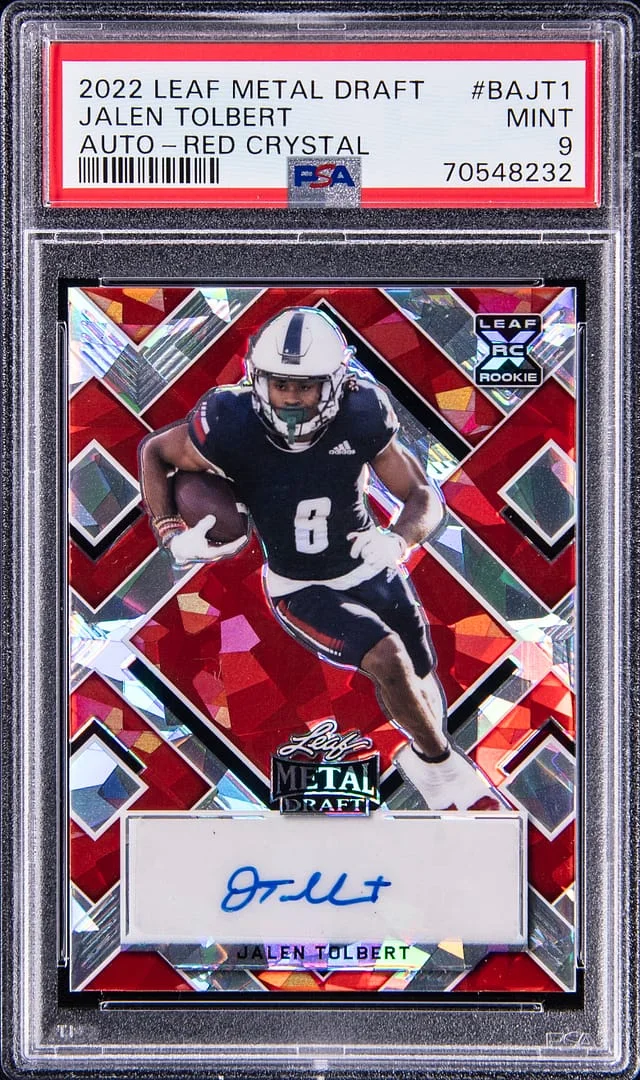 2022 Leaf Metal Jalen Tolbert Draft Autographs Red Crystal #BAJT1 card image