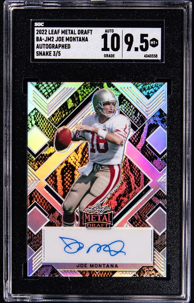 2022 Leaf Metal Joe Montana Draft Autographed Snake #BA-JM2 card image