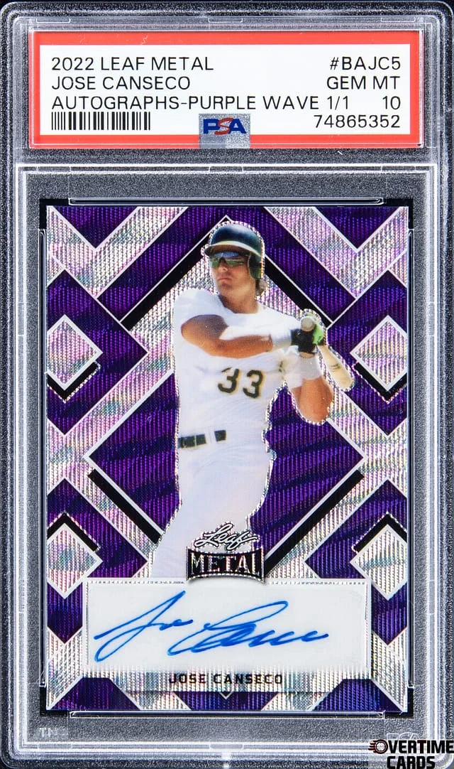 2022 Leaf Metal Jose Canseco Autographs Purple Wave #BAJC5 card image