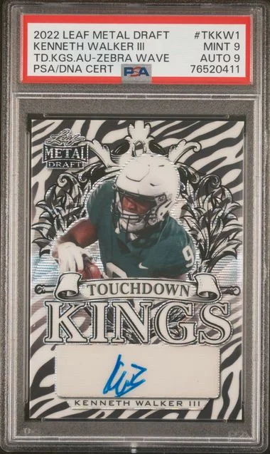 2022 Leaf Metal Kenneth Walker III Draft Touchdown Kings Autographs Zebra Wave #TKKW1 card image