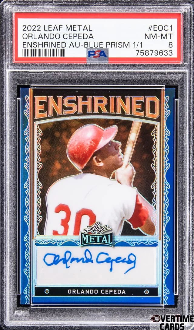 2022 Leaf Metal Orlando Cepeda Enshrined Autograph Blue Prism #EOC1 card image