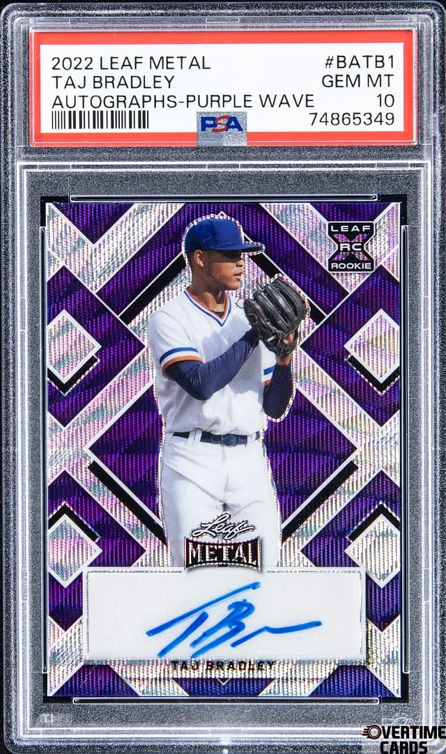 2022 Leaf Metal Taj Bradley Autographs Purple Wave #BATB1 card image