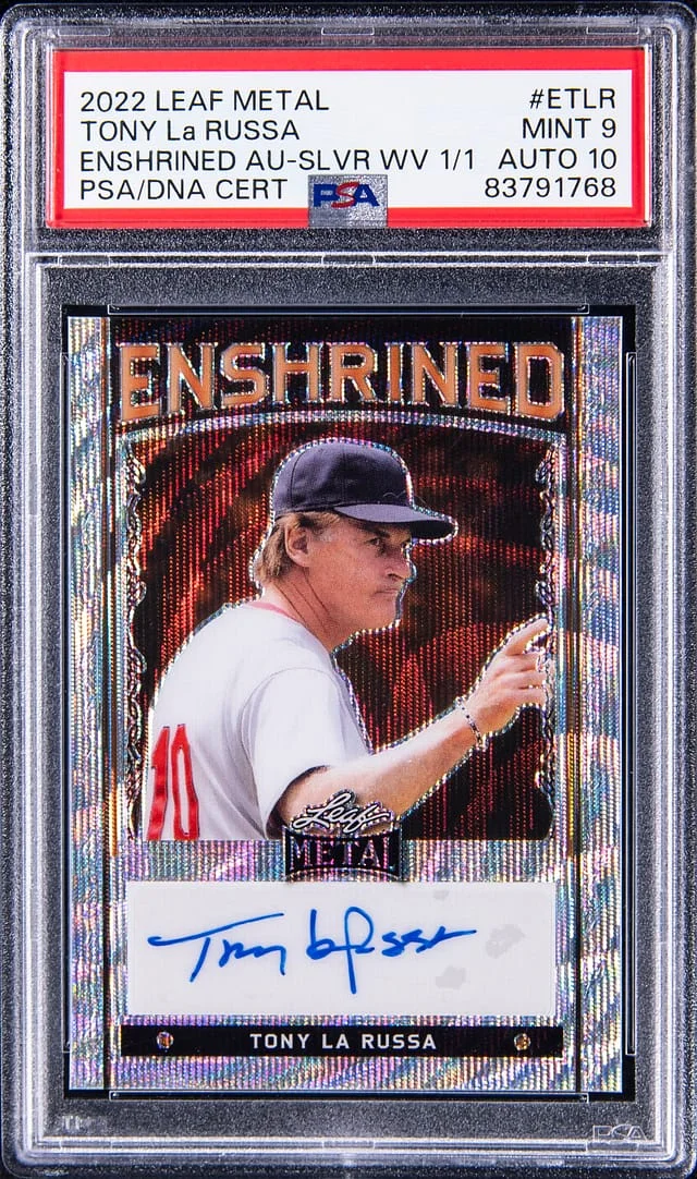2022 Leaf Metal Tony La Russa Enshrined Autograph Silver Wave #ETLR card image