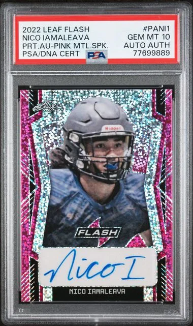 2022 Leaf Nico Iamaleava Flash Portrait Autographs Pink Metalized Sparkles #Pani1 card image