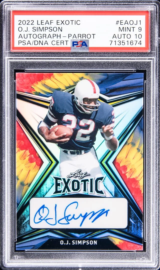 2022 Leaf O.J. Simpson Exotic Autograph Parrot #EA-OJ1 card image