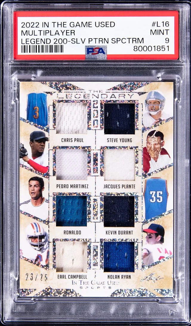 2022 Leaf Paul/Martinez/Ronaldo/Campbell/Young/Plante/Durant/Ryan In The Game The Legendary 200 Silver Pattern Spectrum #L-16 card image