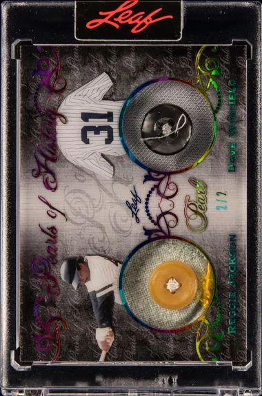 2022 Leaf Reggie Jackson/Dave Winfield Dual-Relic Card - Leaf Encased Pearls Of History #PH-7 card image