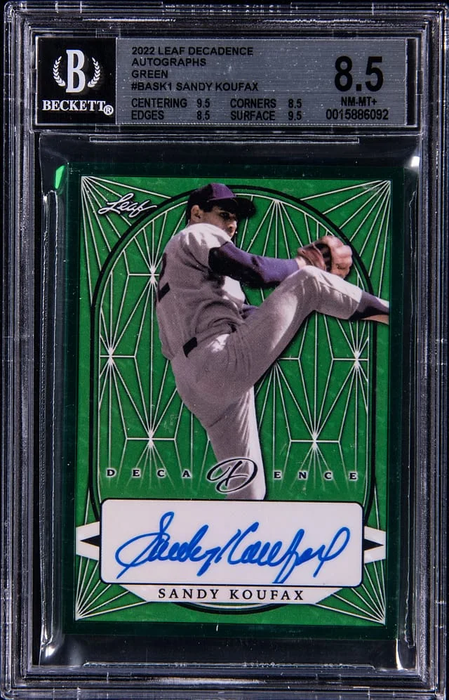 2022 Leaf Sandy Koufax Decadence Autographs Green #BASK1 card image