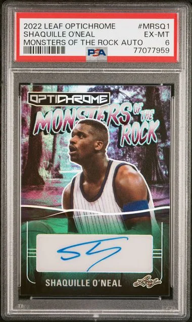 2022 Leaf Shaquille O'Neal Optichrome Monsters Of The Rock Autographs #Mrsq1 card image