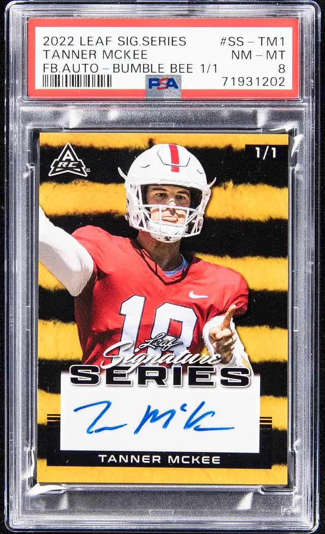 2022 Leaf Signature Series Tanner McKee Football Autographs Bumble Bee #SS-TM1 card image