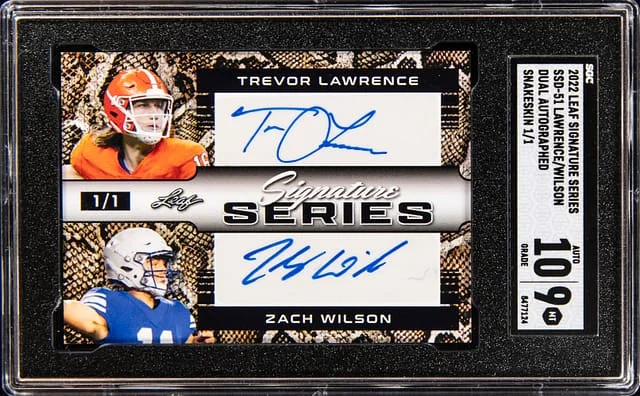2022 Leaf Signature Series Trevor Lawrence/Zach Wilson Dual Autographed Snakeskin #SSD-51 card image