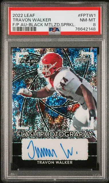 2022 Leaf Travon Walker Flash Flash Photography Autographs Black Metalized Sparkles #FP-TW1 card image