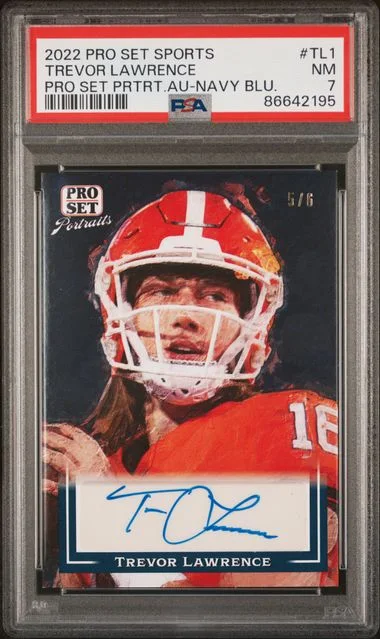 2022 Leaf Trevor Lawrence Pro Set Sports Pro Set Portraits Autographs Navy Blue #Tl1 card image