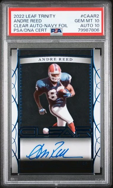 2022 Leaf Trinity Andre Reed Clear Autographs Navy Foil #CAAR2 card image