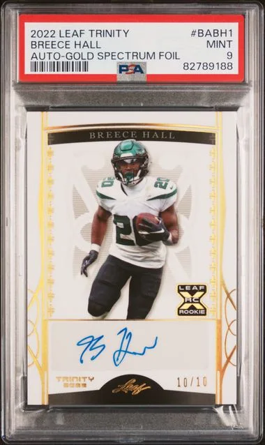 2022 Leaf Trinity Breece Hall Autographs Gold Spectrum Foil #BABH1 card image