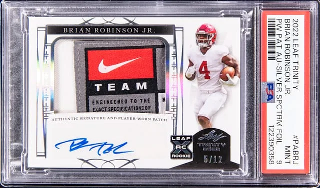 2022 Leaf Trinity Brian Robinson Jr. Player Worn Patch Autograph Silver Spectrum Foil #PA-BRJ card image