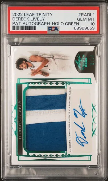 2022 Leaf Trinity Dereck Lively Patch Autograph Holo Green #PADL1 card image