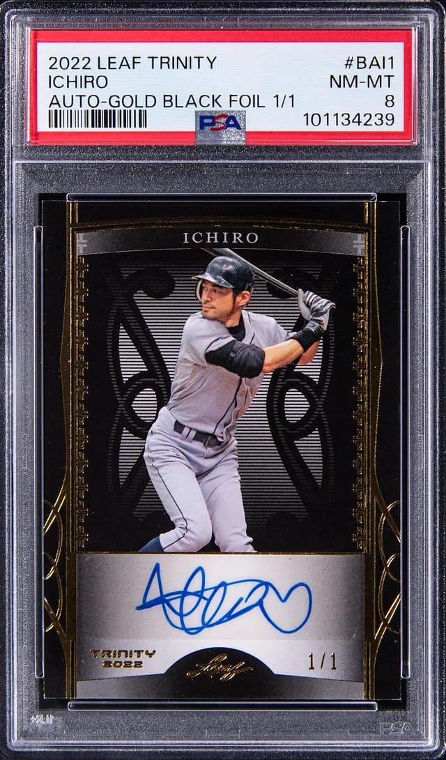 2022 Leaf Trinity Ichiro Autograph Gold Black Foil #BA-I1 card image