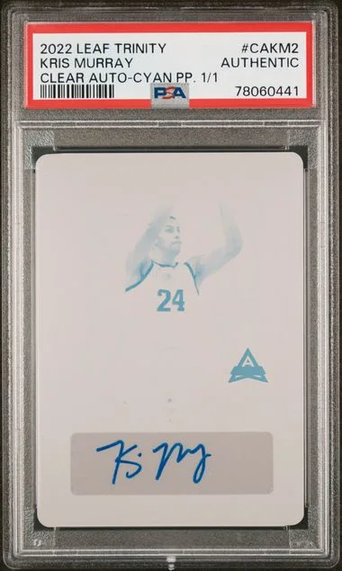 2022 Leaf Trinity Kris Murray Clear Autographs Cyan Printing Plate 1/1 #CAKM2 card image