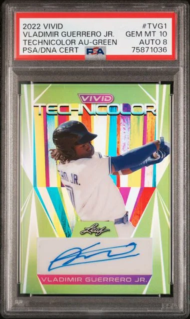 2022 Leaf Vladimir Guerrero Jr. Vivid Technicolor Autographs Green #Tvg1 card image