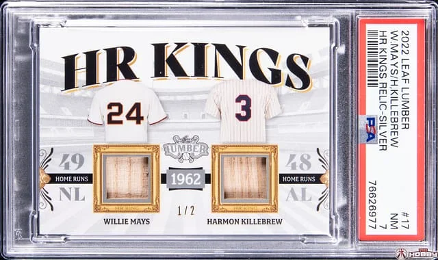 2022 Leaf Willie Mays/Harmon Killebrew Lumber HR Kings Relic Silver #HRK-17 card image