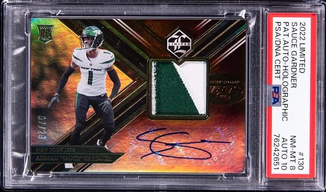 2022 Limited Patch Autograph - Holographic Ahmad Sauce Gardner #130 card image