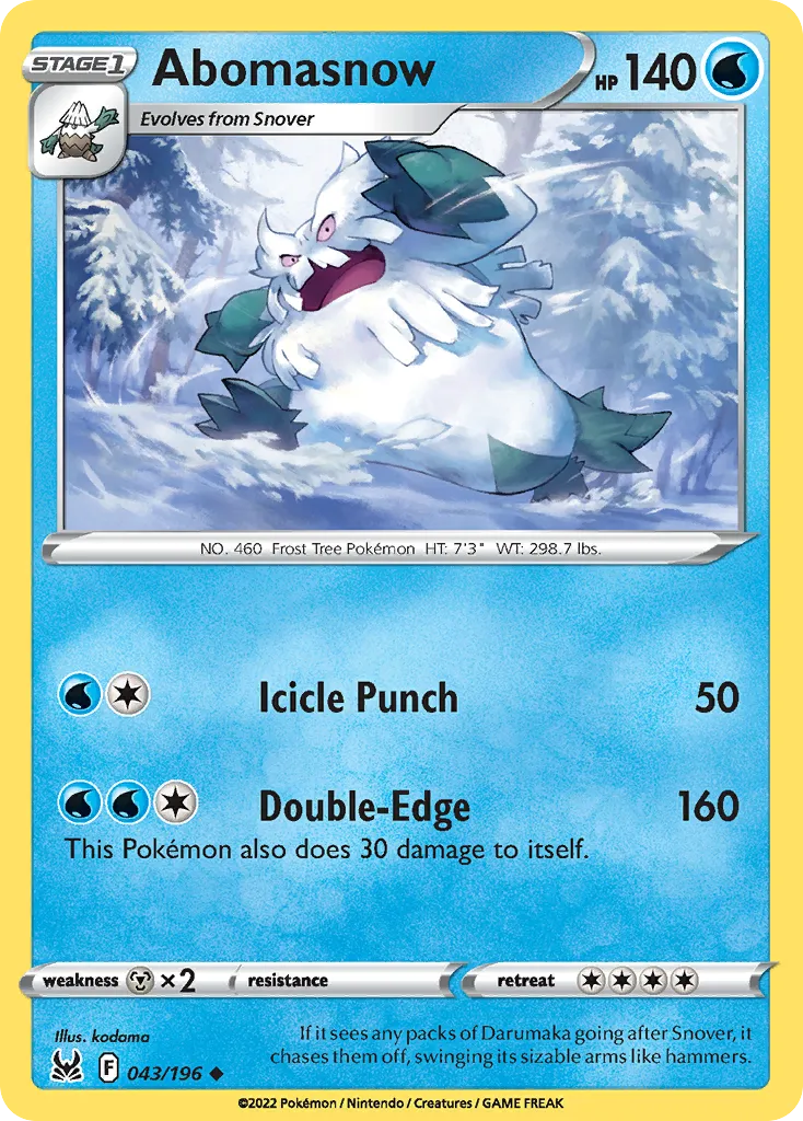 2022 Lost Origin Abomasnow Uncommon #043/196 Uncommon card image
