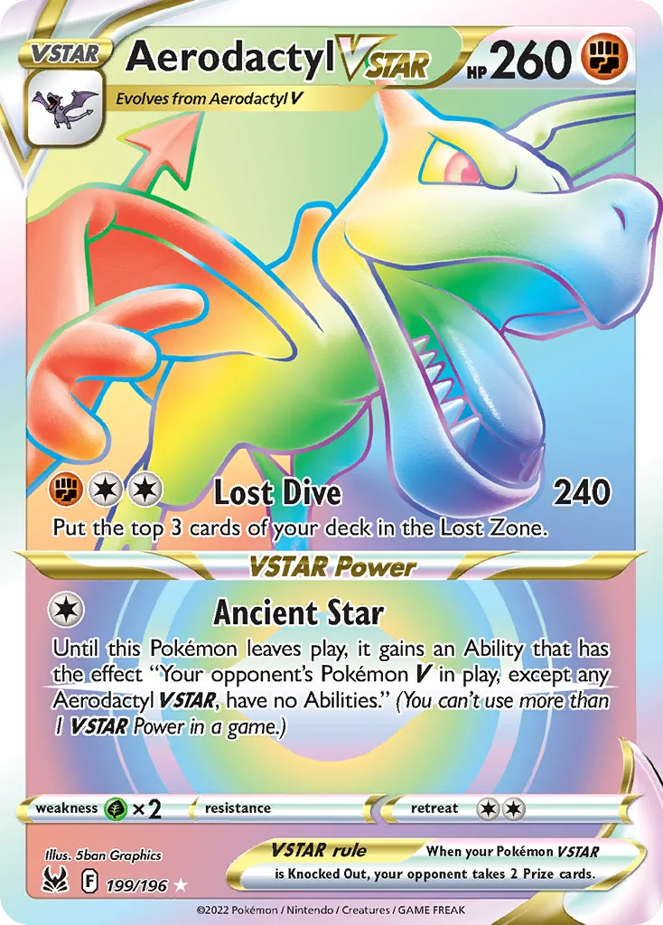 2022 Lost Origin Aerodactyl VSTAR #199/196 Rare Rainbow card image