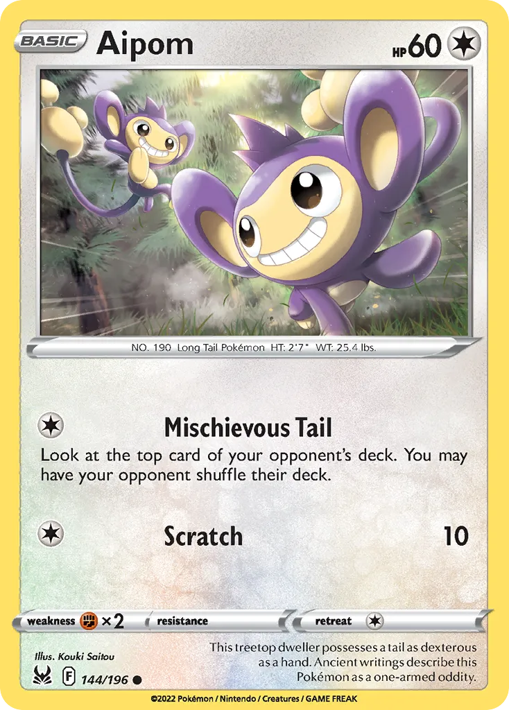 2022 Lost Origin Aipom Common #144/196 Common card image