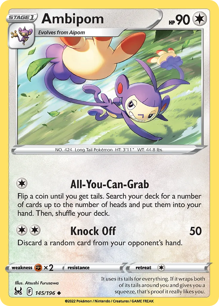 2022 Lost Origin Ambipom Uncommon #145/196 Uncommon card image