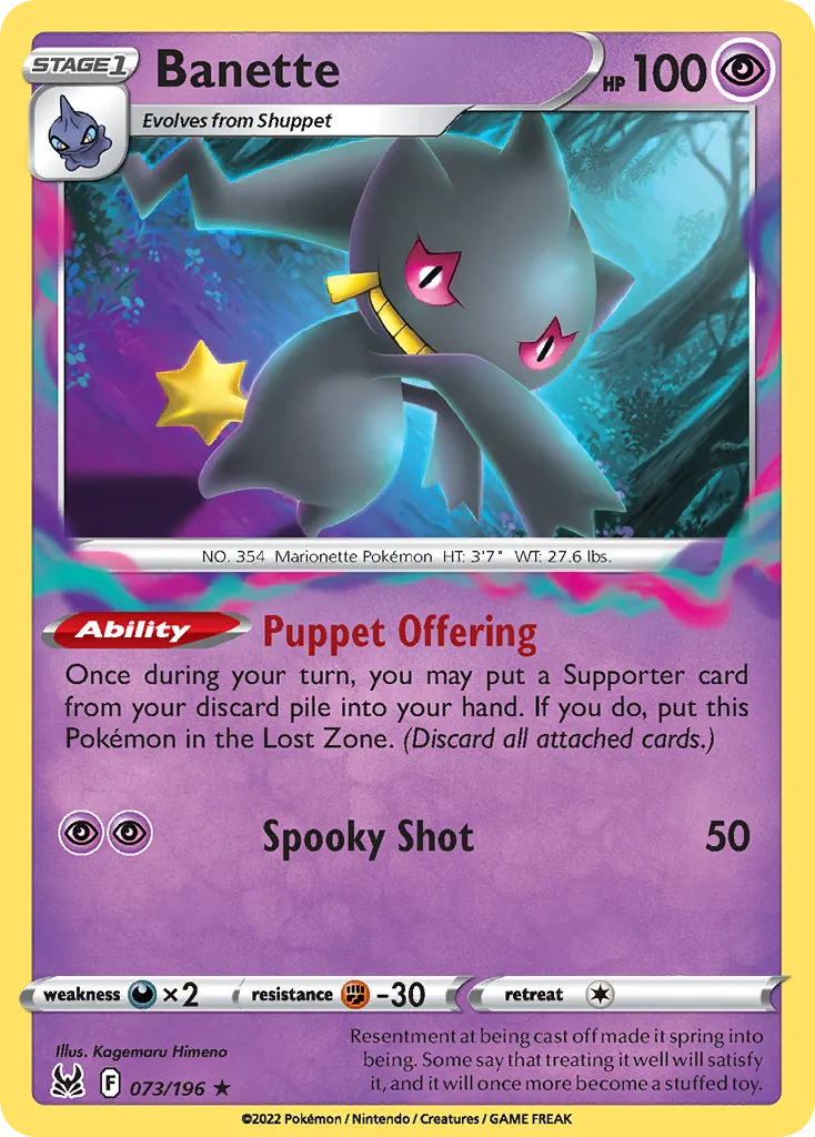 2022 Lost Origin Banette #073/196 Rare card image