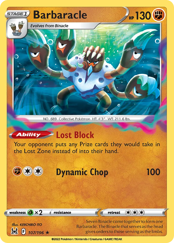 2022 Lost Origin Barbaracle #107/196 Rare Holo card image