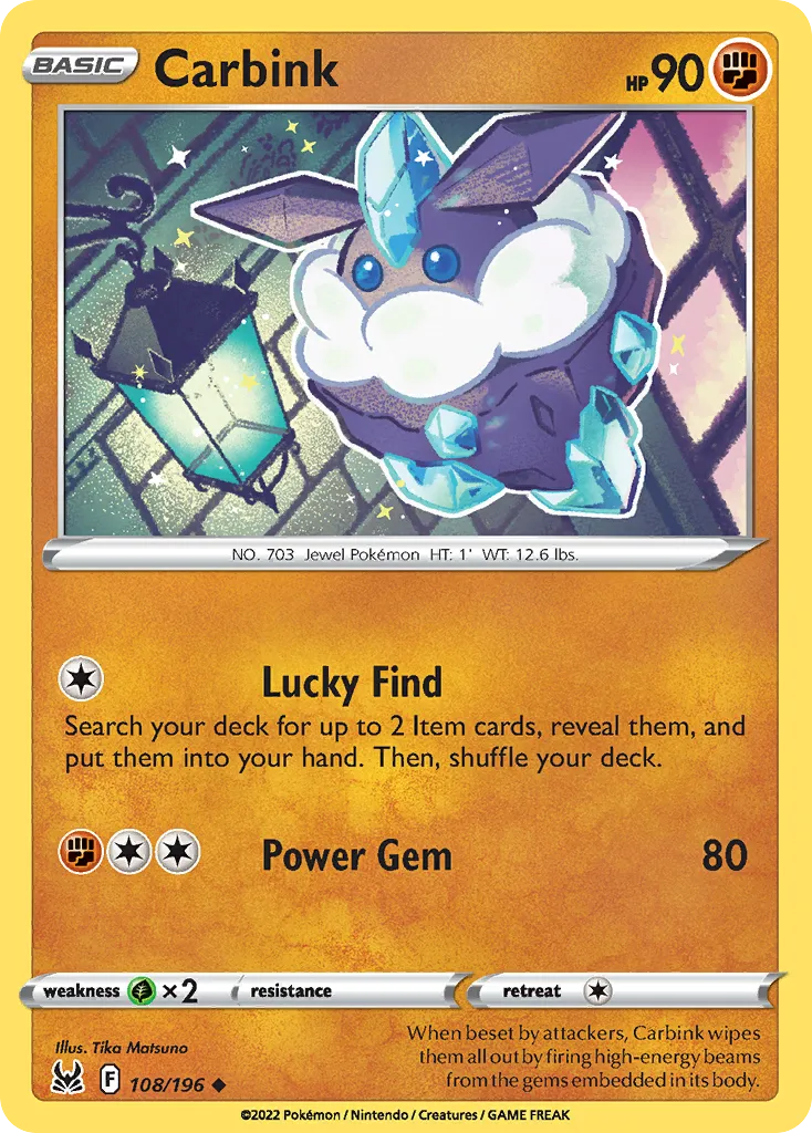 2022 Lost Origin Carbink #108/196 Uncommon card image