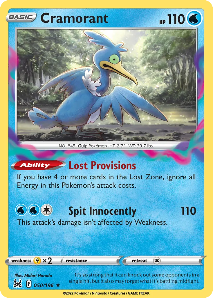 2022 Lost Origin Cramorant #050/196 Rare card image