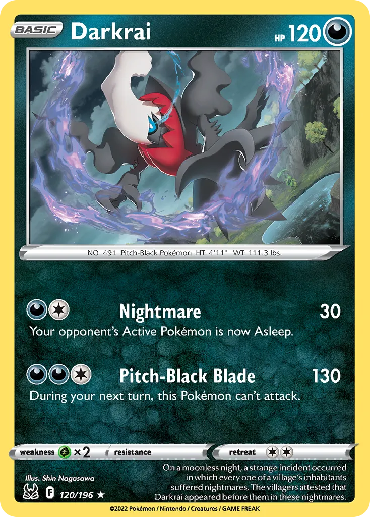 2022 Lost Origin Darkrai #120/196 Rare Holo card image