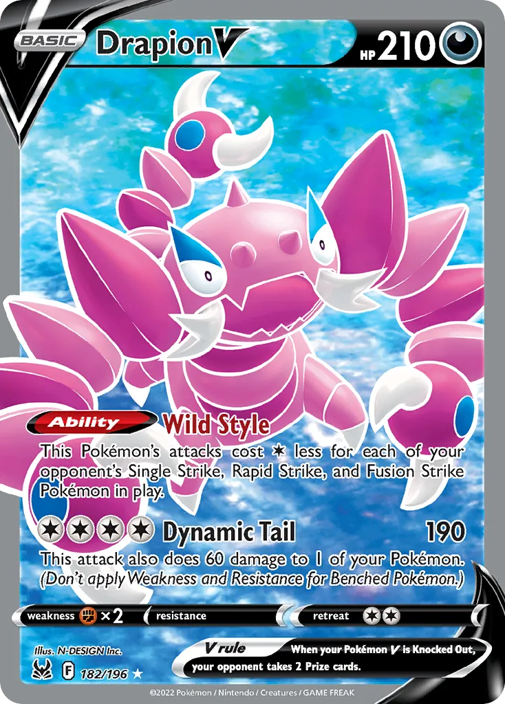 2022 Lost Origin Drapion V #118/196 Rare Holo V card image