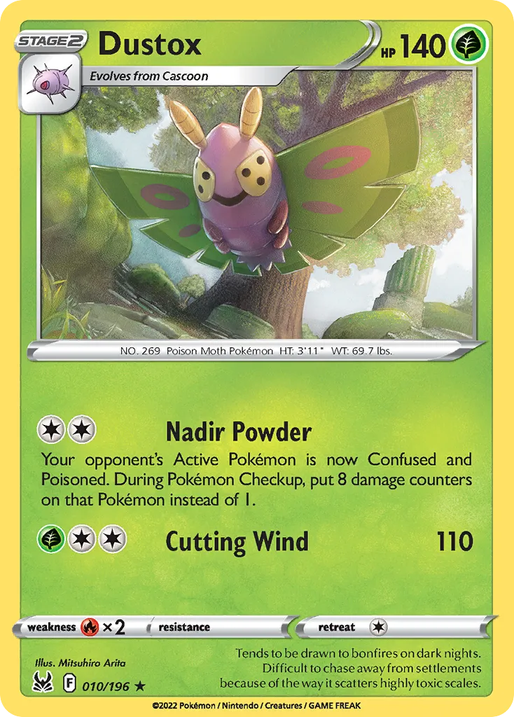 2022 Lost Origin Dustox Rare #010/196 Rare card image