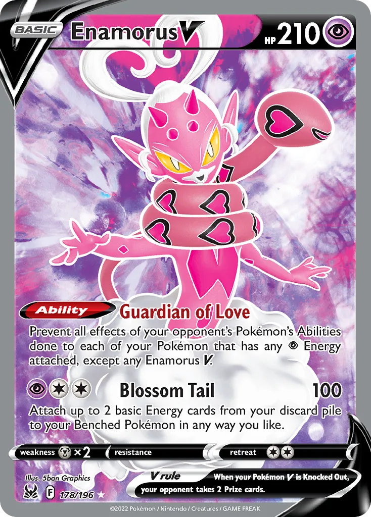 2022 Lost Origin Enamorus V #082/196 Rare Holo V card image