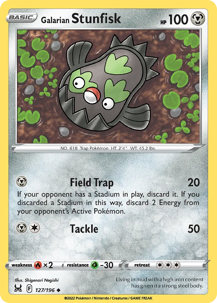2022 Lost Origin Galarian Stunfisk #127/196 Uncommon card image