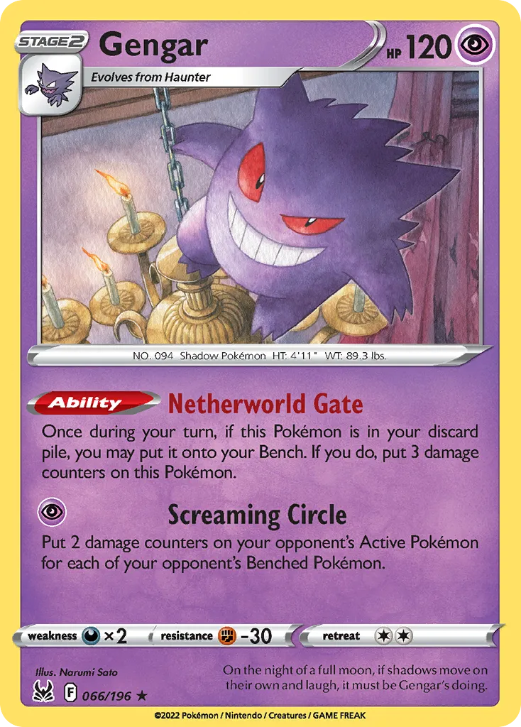 2022 Lost Origin Gengar #066/196 Rare Holo card image