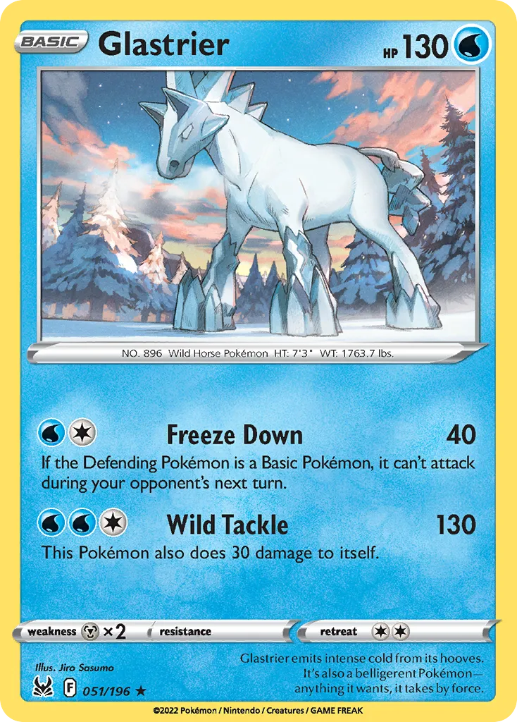 2022 Lost Origin Glastrier #051/196 Rare Holo card image