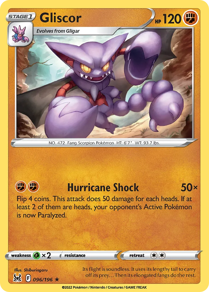 2022 Lost Origin Gliscor Rare #096/196 Rare card image