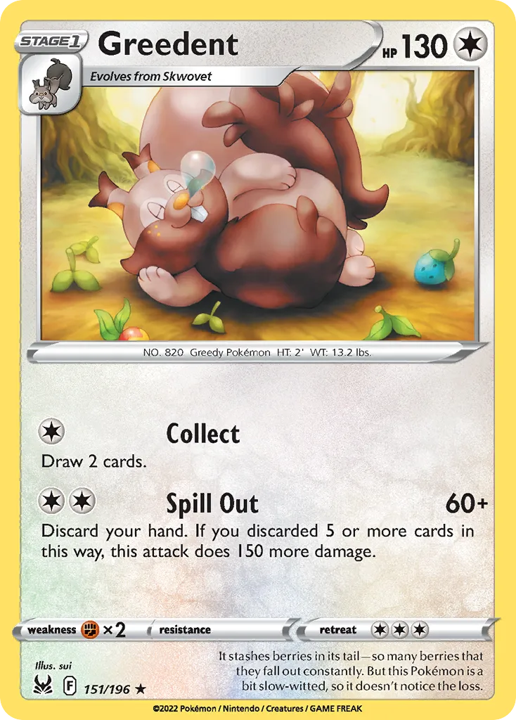 2022 Lost Origin Greedent #151/196 Rare card image